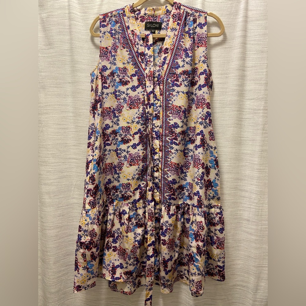 Saloni printed dress size 6 with belt
